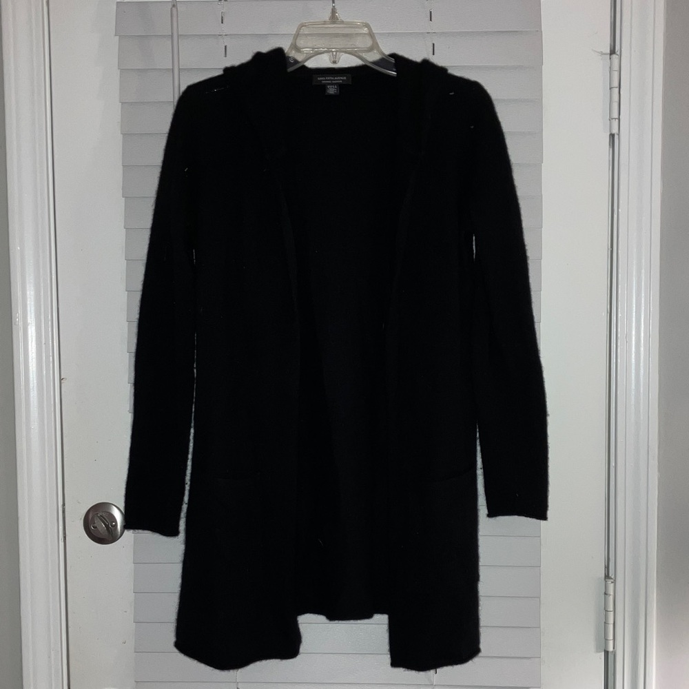 Saks Fifth Avenue Black Hooded Cardigan
